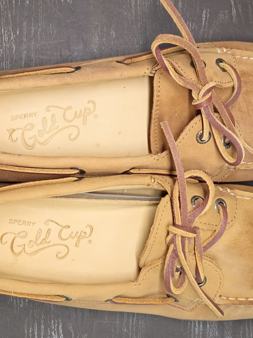 GOLD CUP Sperry Men's 10M Leather Boat Shoes in Tan with Brown Laces. NEW!!!